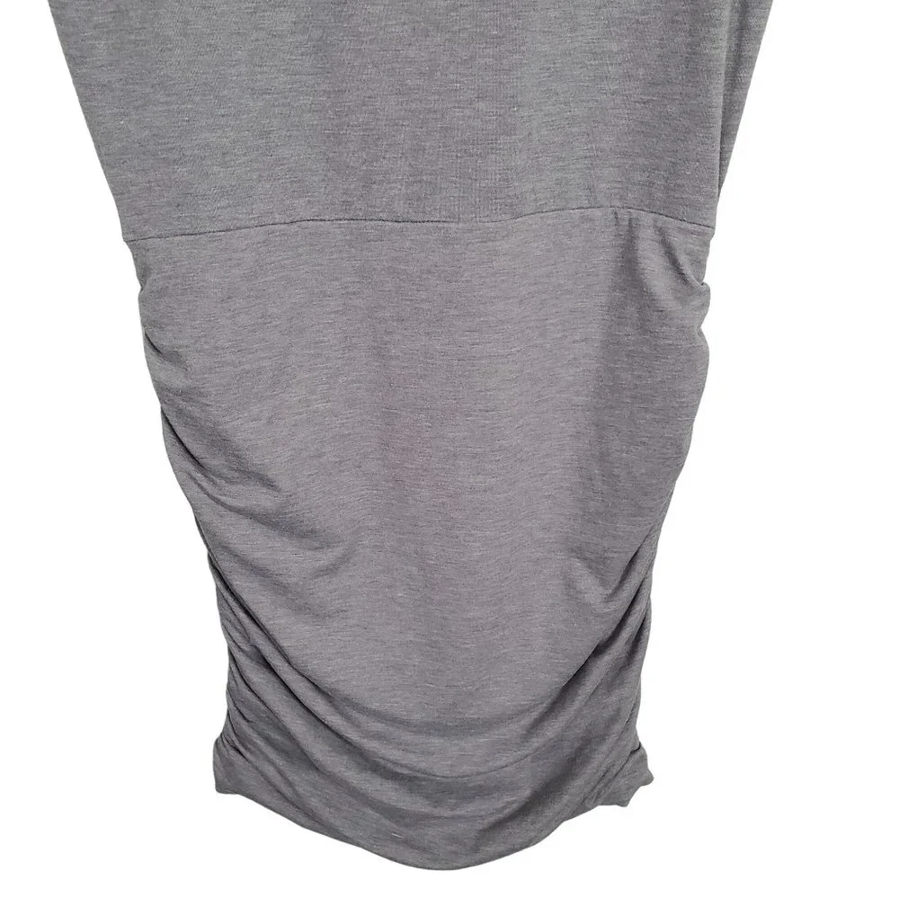 Athleta Size S Dress T-shirt Side Ruched Jersey Knit Athleisure Heathered Gray - Picture 7 of 12